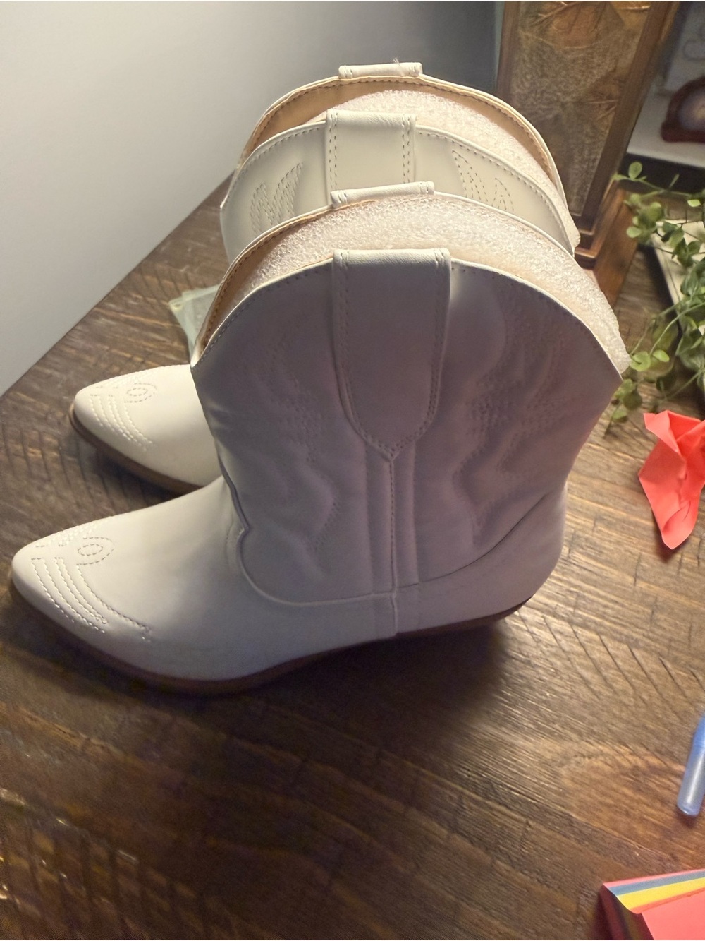 Women's White Western Ankle Combat Boots - Sleek Pull-On Style